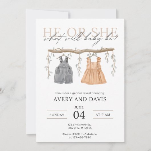 Geschlechtsankündigung Einladung (Vorderseite)