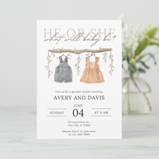 Geschlechtsankündigung Einladung (Stehend Vorderseite)