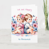 Geschlechtsankündigung | Junge oder Mädchen, das i Karte (Vorderseite)