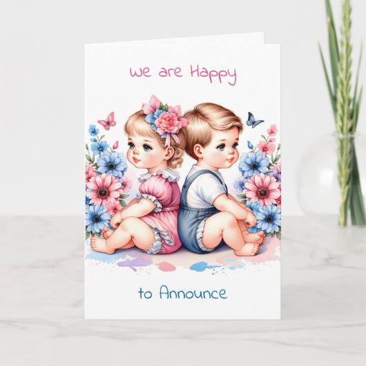 Geschlechtsankündigung | Junge oder Mädchen, das i Karte (Vorderseite)