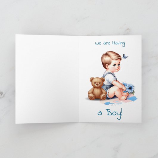 Geschlechtsankündigung | Junge oder Mädchen, das i Karte (Innenseite)