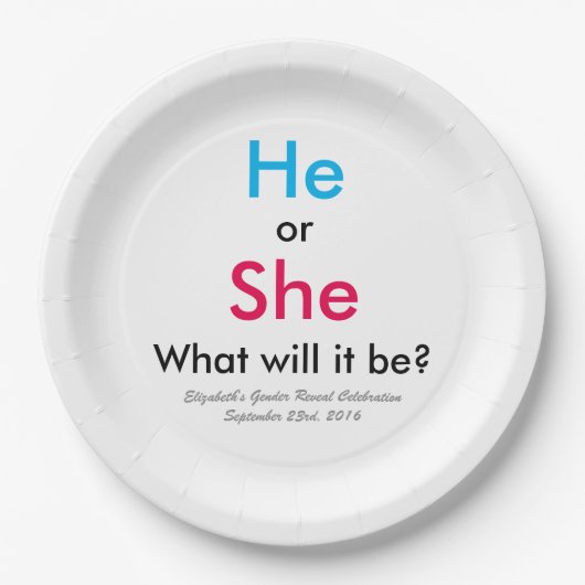 Geschlechtsankündigung Pappteller (Vorderseite)