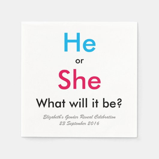 Geschlechtsankündigung Serviette (Vorderseite)