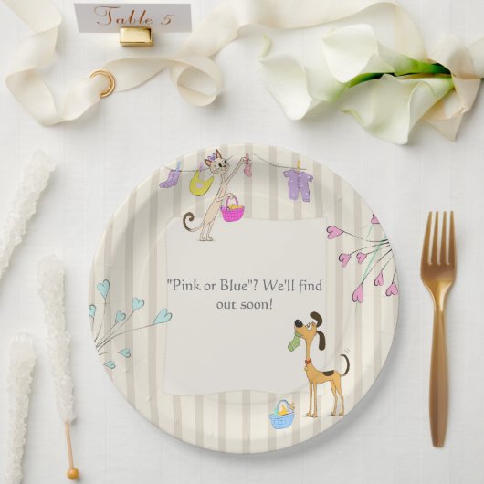 Geschlechtsenthüllung für Hund & Katze Pappteller (Hochzeit)