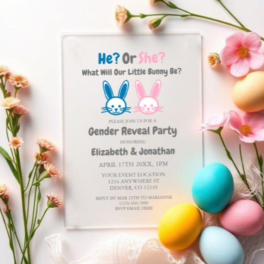 Geschlechtsenthüllung Kleiner Hase Acryleinladungen