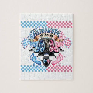 Geschlechtsenthüllung Rosa und Blaue Schleifen und Puzzle