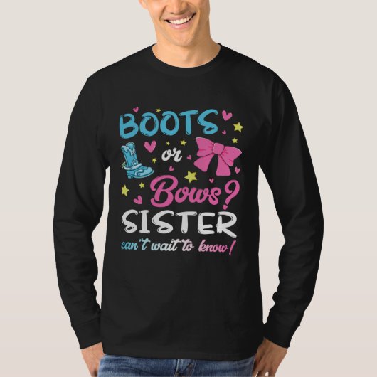 Geschlechtsenthüllung Stiefel oder Bögen Schwester T-Shirt (Vorderseite)