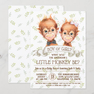 Geschlechtsenthüllung Wasserfarben-Affe Einladung