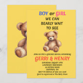 Geschlechtsenthüllungs-Einladung Teddybär (Vorne/Hinten)