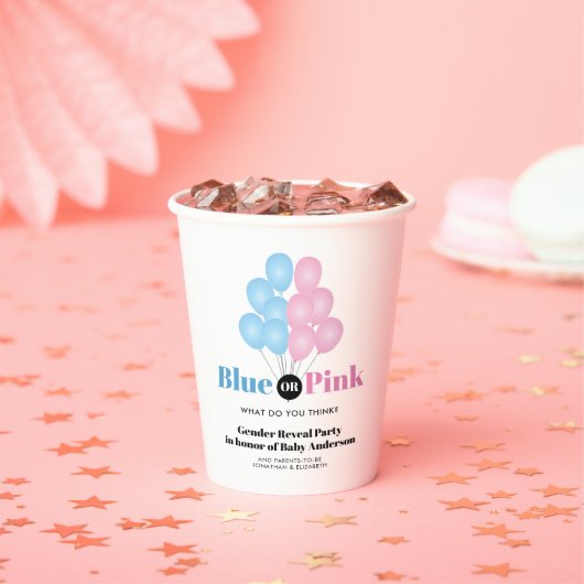 Geschlechtsenthüllungsfeier mit blauen oder rosa B Pappbecher (Insitu)