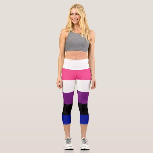 Geschlechtsfluidflagge Capri Leggings (Vorderseite)