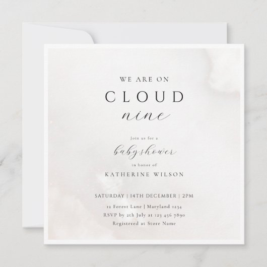 Geschlechtsneutral auf Cloud Nine Baby Dusche Einladung (Vorderseite)