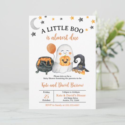 Geschlechtsneutral eine kleine Boo-Baby-Dusche Ein Einladung (Stehend Vorderseite)