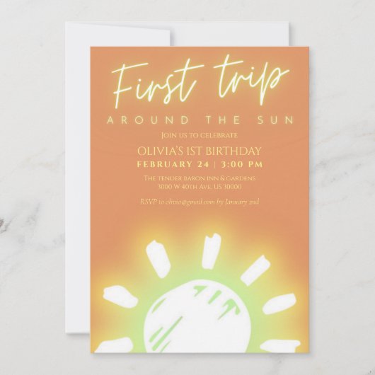 Geschlechtsneutral Erste Reise rund um den Sonnenh Einladung (Vorderseite)
