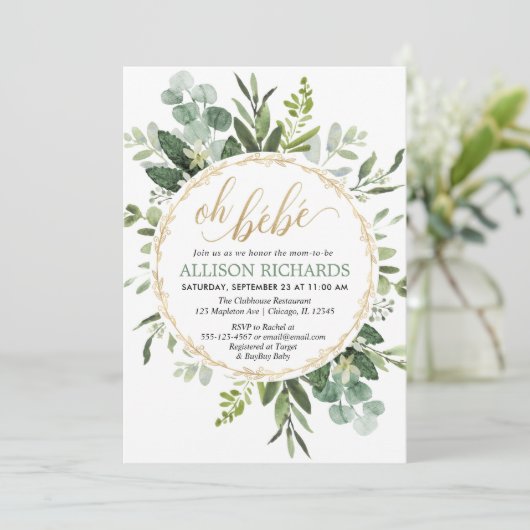 Geschlechtsneutral Oh bebe Französische Pariser Ba Einladung (Stehend Vorderseite)