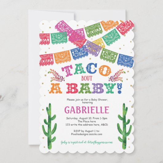 Geschlechtsneutral, Taco über ein Baby, Duschfiest Einladung (Vorderseite)