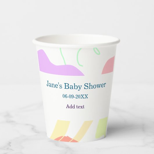 Geschlechtsneutrale abstrakte Formen Babydusche Pappbecher (Vorderseite)