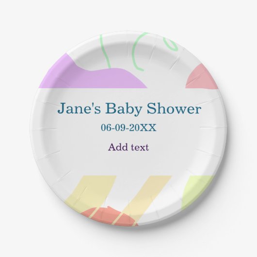 Geschlechtsneutrale abstrakte Formen Babydusche Pappteller (Vorderseite)