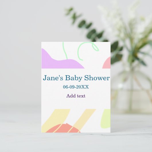 Geschlechtsneutrale abstrakte Formen Babydusche Postkarte (Stehend Vorderseite)