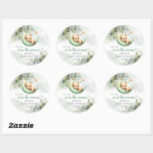 Geschlechtsneutrale Aquarellgrün über dem Mond Runder Aufkleber (Blatt)