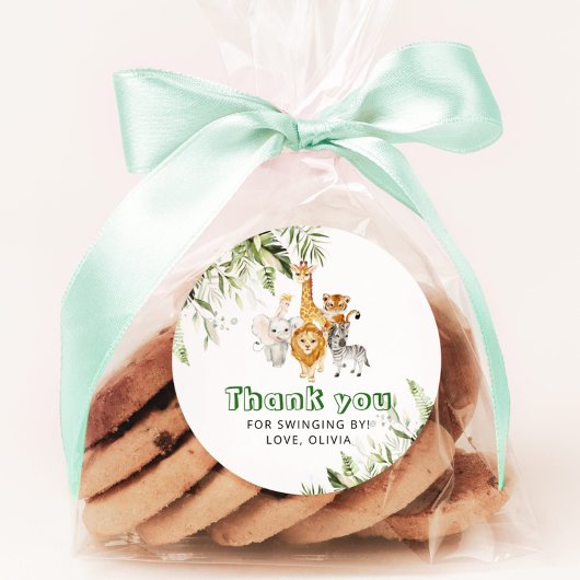 Geschlechtsneutrale Aquarellsafari Geburtstagspart Runder Aufkleber