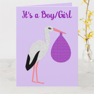 Geschlechtsneutrale Baby-Storch-Geschlechtsenthüll Karte