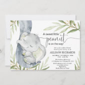 Geschlechtsneutrale Babydusche, Elefantengrün Gold Einladung (Vorderseite)