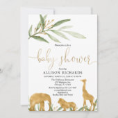 Geschlechtsneutrale Babydusche, Goldsafari Einladung (Vorderseite)