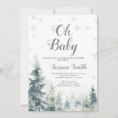 Geschlechtsneutrale Babydusche mit Schnee und Kief Einladung (Vorderseite)