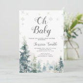 Geschlechtsneutrale Babydusche mit Schnee und Kief Einladung (Stehend Vorderseite)