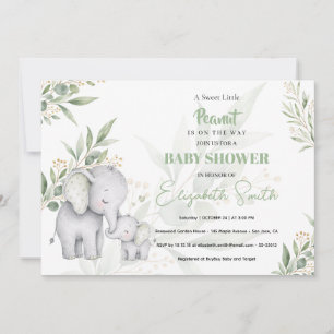 Geschlechtsneutrale Babyparty-Elefant Eukalyptus Einladung