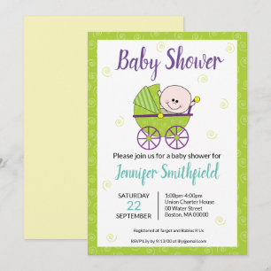 Geschlechtsneutrale Babyparty-Kinderwagen  Einladung