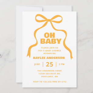 Geschlechtsneutrale Babyparty mit gelber Schleife Einladung