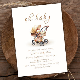 Geschlechtsneutrale Boho-Blumen-Kinderwagen-Baby-P Einladung