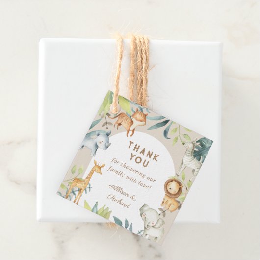 Geschlechtsneutrale Boho Safari-Babydusche Geschenkanhänger (Beispiel)