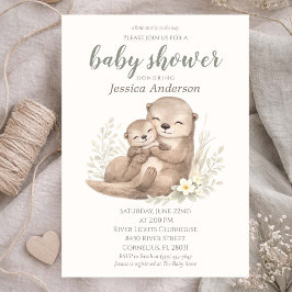 Geschlechtsneutrale Cottagecore-Boho-Otter-Baby-Pa Einladung