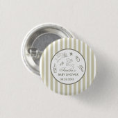Geschlechtsneutrale Doodle-Cupid-Baby-Party Grün Button (Vorne & Hinten)