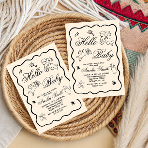 Geschlechtsneutrale Doodle-Cupid-Baby-Shower-Einla Einladung