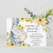 Geschlechtsneutrale Elefanten-Babydusche Sonnenblu Einladung (Stehend Vorderseite)