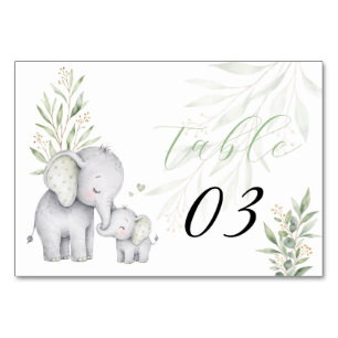 Geschlechtsneutrale Elefanten-Eukalyptus-Baby-Part Tischnummer