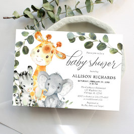 Geschlechtsneutrale Eukalyptus-niedliche Safari-Ba Einladung