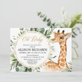 Geschlechtsneutrale Giraffe-Babydusche Einladung (Stehend Vorderseite)