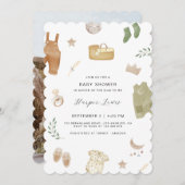 Geschlechtsneutrale Kleidung Foto Babydusche Einladung (Vorne/Hinten)