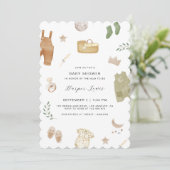 Geschlechtsneutrale Kleidung Foto Babydusche Einladung (Stehend Vorderseite)