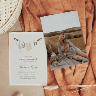 Geschlechtsneutrale Kleidung Foto Babydusche Einladung