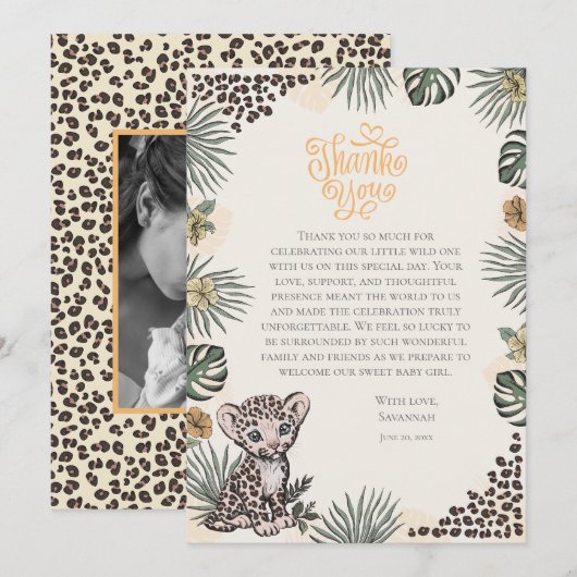 Geschlechtsneutrale Leopard Cub Danke Baby Shower (Vorne/Hinten)