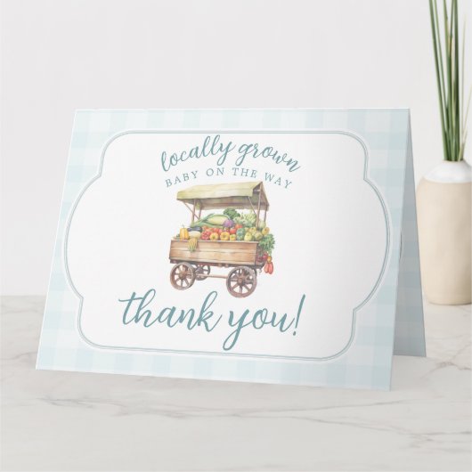 Geschlechtsneutrale, lokal angebaute Babydusche Dankeskarte (Vorderseite)