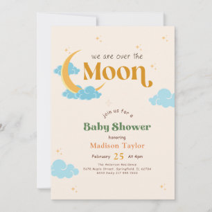 Geschlechtsneutrale Mond-und-Sterne-Baby-Party Einladung