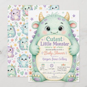 Geschlechtsneutrale Monster-Baby-Party Einladung
