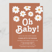 Geschlechtsneutrale Retro-Daisy-Babydusche Einladung (Vorne/Hinten)